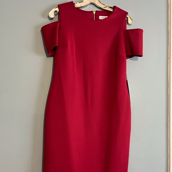 SELLING CALVIN KLEIN DRESS SIZE 10 COLOR RED PLUM BNWT - Picture 3 of 16